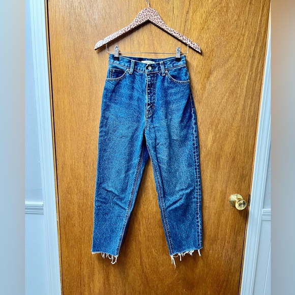 Moussy Raw Hem High Rise Cropped Denim Jeans Tapered Leg 25 - Picture 11 of 12